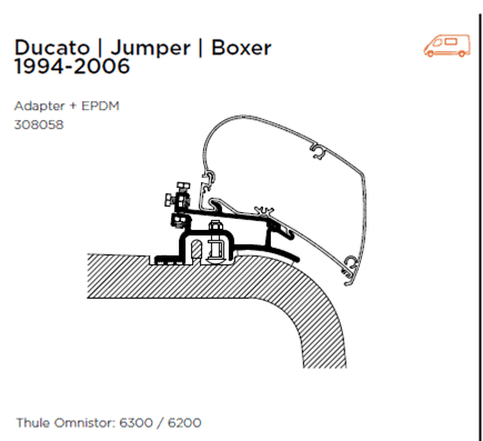 Thule 6300 Adapter for Ducato Boxer Relay 1994-2006