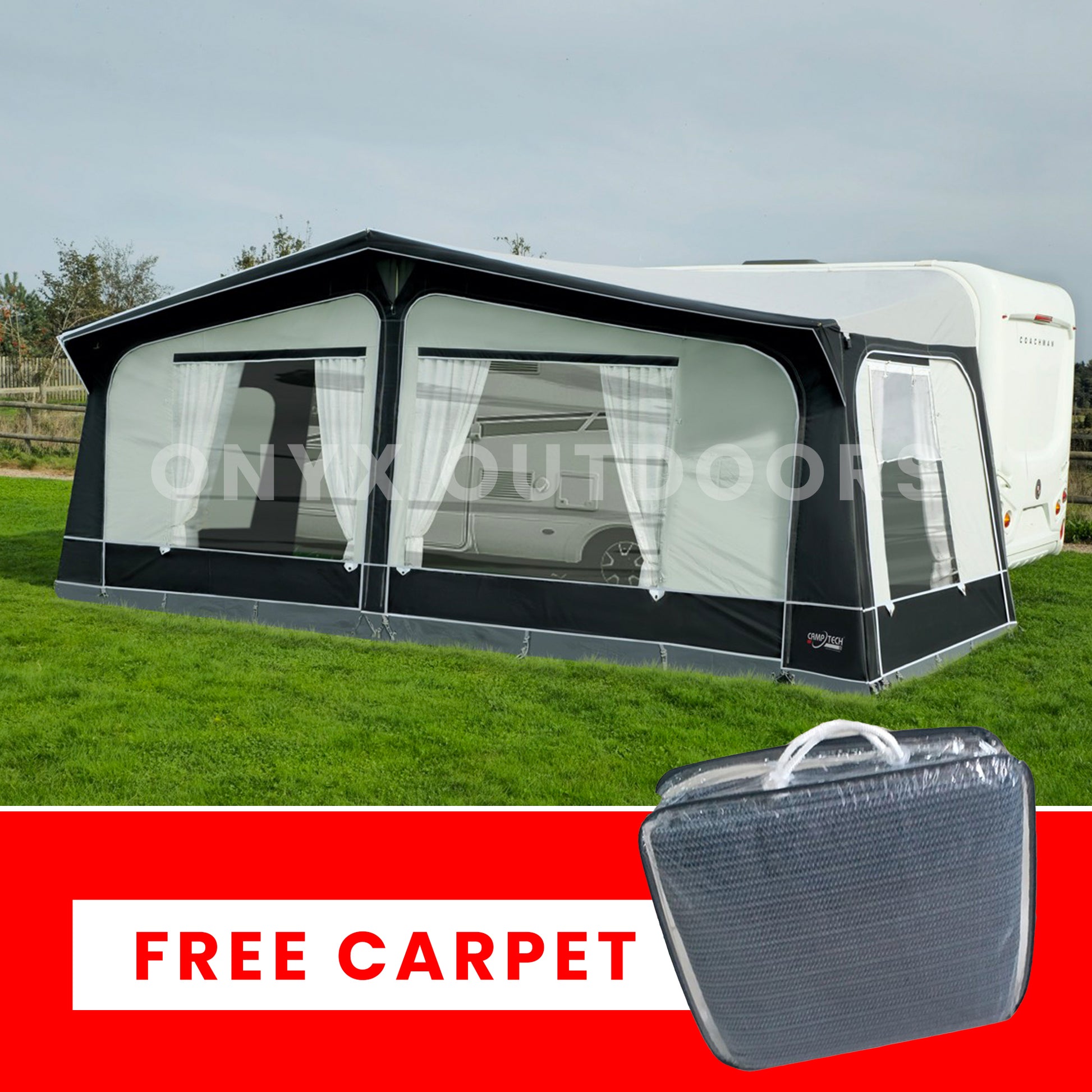 Camptech Cayman Touring Caravan Awning FREE CARPET INC – Onyx Outdoors